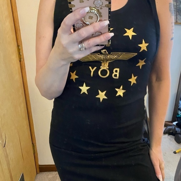 Boy London Gold Foil Logo Midi Dress - Picture 9 of 14